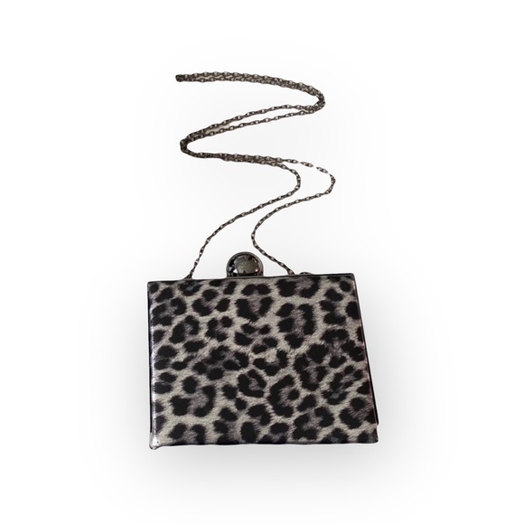 new RoccoBarocco ❤︎ Animal Print Minaudière Box Bag ❤︎ Drop In Chain Handle ❤︎ - Picture 14 of 16